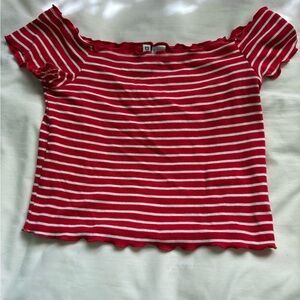 H&M Red Ruffled Crop Blouse